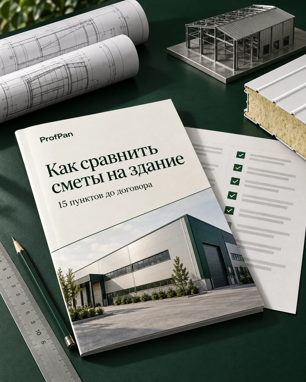 Чек-лист проверки сметы, чертежи и образец сэндвич-панели